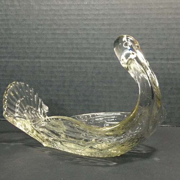 Vintage Heavy Clear Glass Bird Swan Animal‎ Bowl Serving Dish - Picture 3 of 16